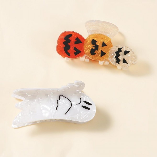 Glitter Acetate Jack-O-Lanterns Claw Hair Clip 

- Approximately 3.25" L