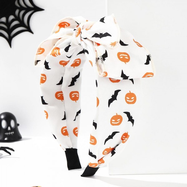 Jack-O-Lantern & Bat Bow Headband 

- One Size Fits Most 