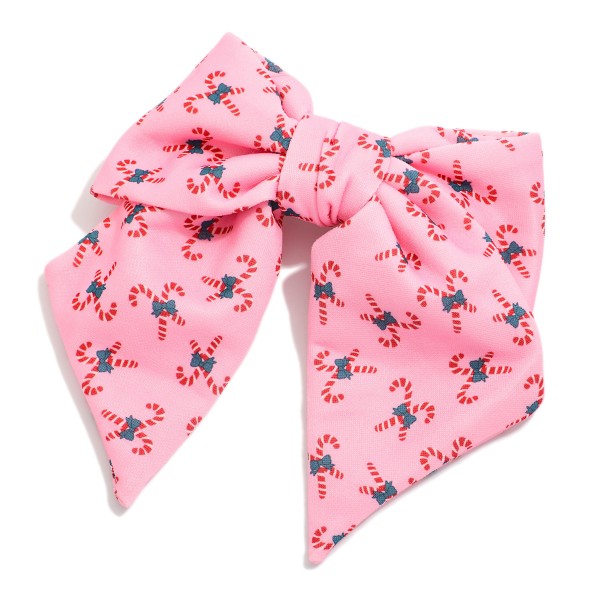 Candy Cane Print Clip In Hair Bow 

- Approximately 7" L