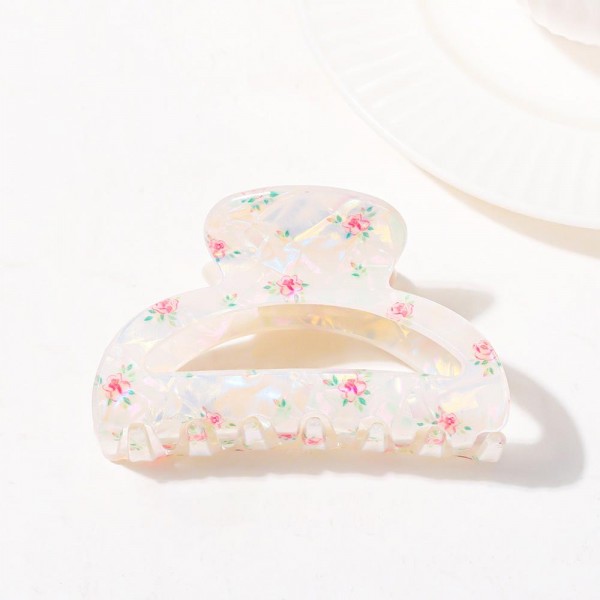 Iridescent Acetate Printed Flowers Claw Hair Clip

- Approximately 3.5" L   