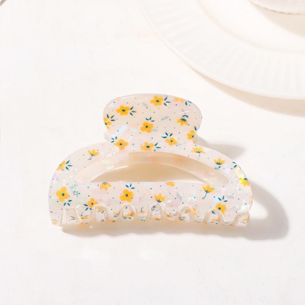 Iridescent Acetate Printed Flowers Claw Hair Clip

- Approximately 3.5" L   