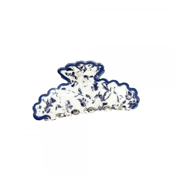 Scalloped Floral Print Claw Hair Clip 

- Approximately 3.75" L