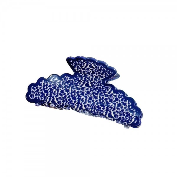 Scalloped Blue Speck Print Claw Hair Clip 

- Approximately 3.75" L