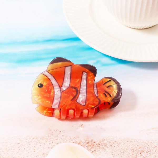 Marbled Acetate Clown Fish Claw Hair Clip 

- Approximately 3.5" L