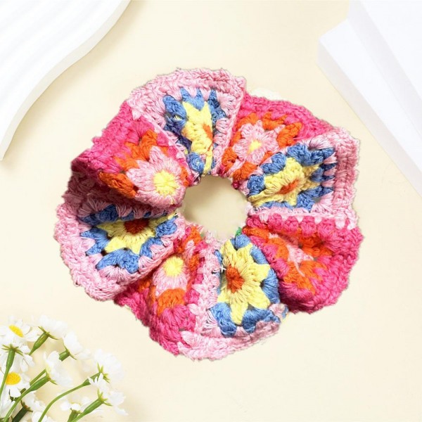 Crochet Granny Square Scrunchy 

- Approximately 5" D