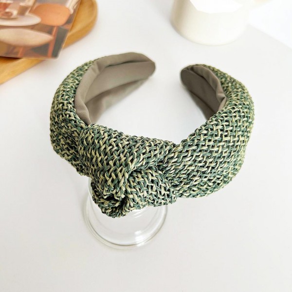 Two Tone Woven Raffia  Knotted Headband 

- One Size Fits Most 