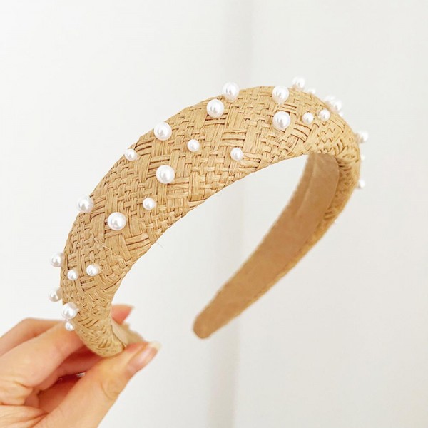 Woven Raffia & Pearl Headband 

- One Size Fits Most 