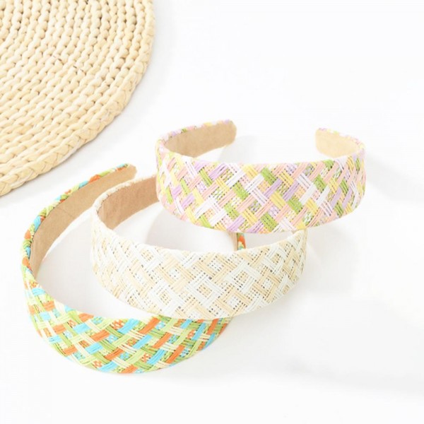 Multi Color Woven Raffia Headband 

- One Size Fits Most 