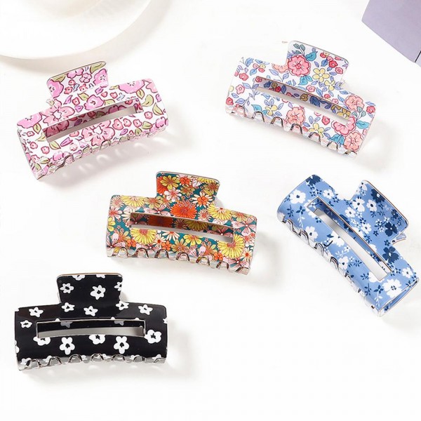 Floral Print Claw Hair Clip 

- Approximately 3" L