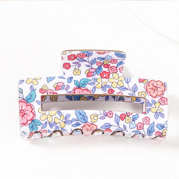 Floral Print Claw Hair Clip 

- Approximately 3" L