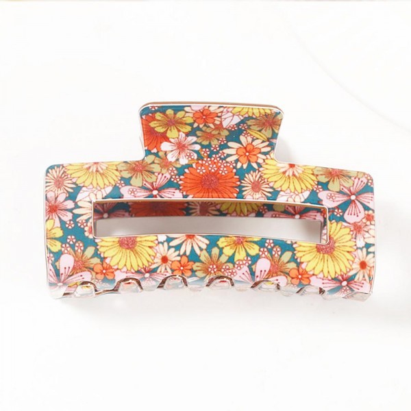 Floral Print Claw Hair Clip 

- Approximately 3" L