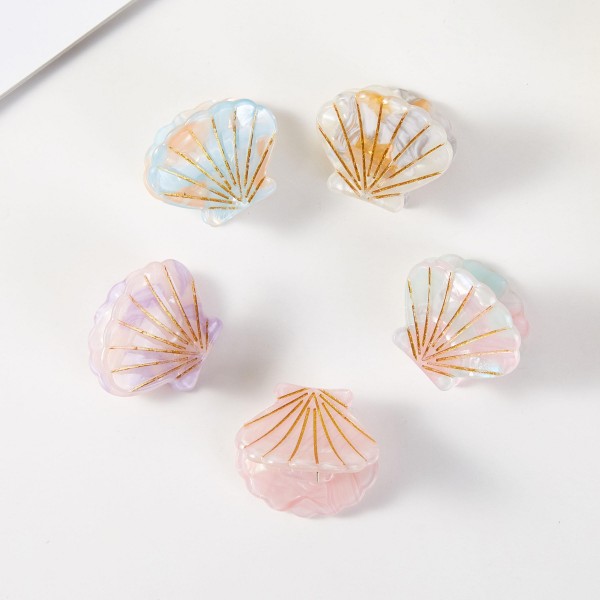 Set Of Five Mini Shell Acetate Claw Hair Clips

- Approximately 1" L