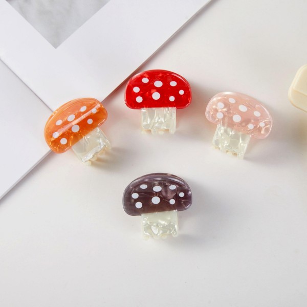 Set Of Four Mushroom Acetate Claw Hair Clips 

- Approximately 1" L