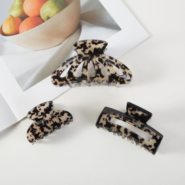 Set Of Three Acetate Hair Clips 

- Approximately 2.5" - 4" L 