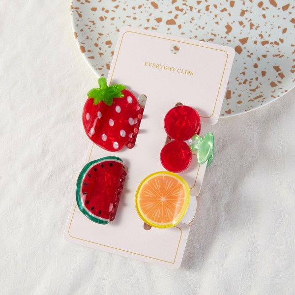 Set Of Four Fruit Acetate Claw Hair Clips

- Approximately 1.5" L