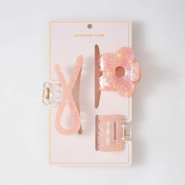 Set Of Three Marbled Acetate Claw Hair Clips

- Approximately 1.5" - 4.5" L