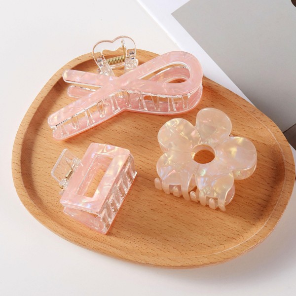 Set Of Three Marbled Acetate Claw Hair Clips

- Approximately 1.5" - 4.5" L