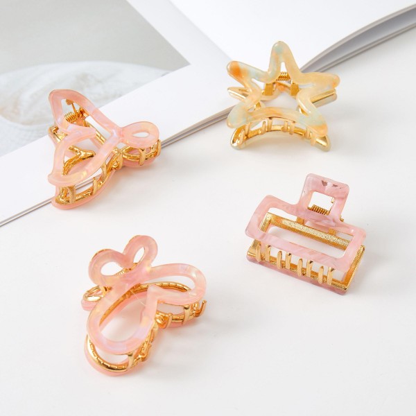 Set Of Four Acetate & Metal Claw Hair Clips

- Approximately 1.25" L