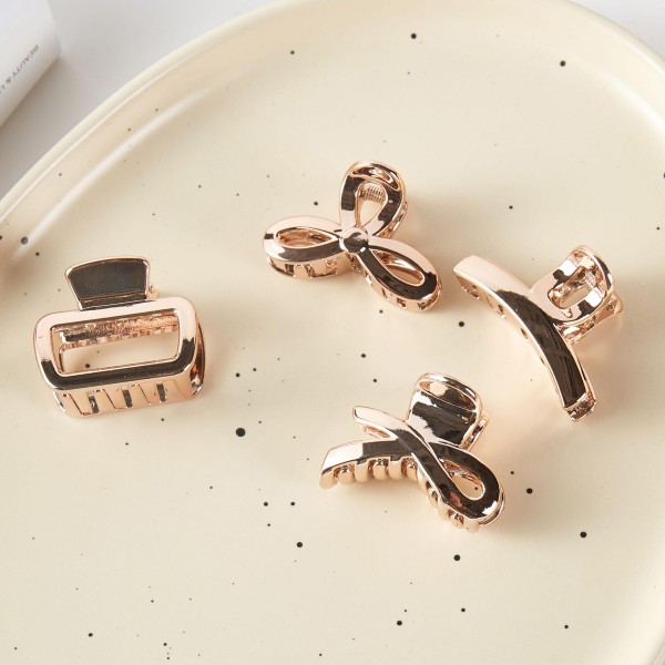 Set Of Four Metallic Claw Hair Clips 

- Gift Box Included 
- Approximately 1.75" L