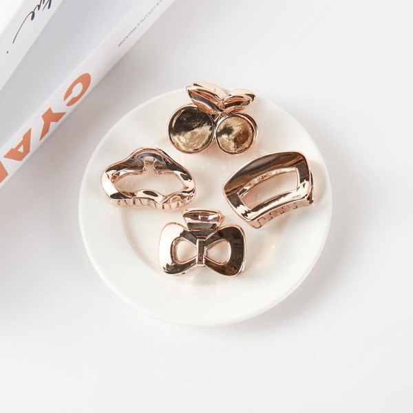 Set Of Four Metallic Claw Hair Clips 

- Gift Box Included 
- Approximately 1.75" L