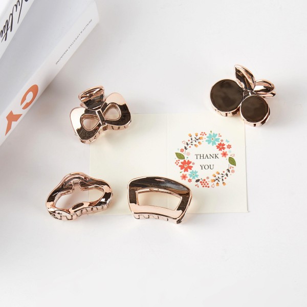 Set Of Four Metallic Claw Hair Clips - Gift Box Included - Approximately 1.75" L view 5