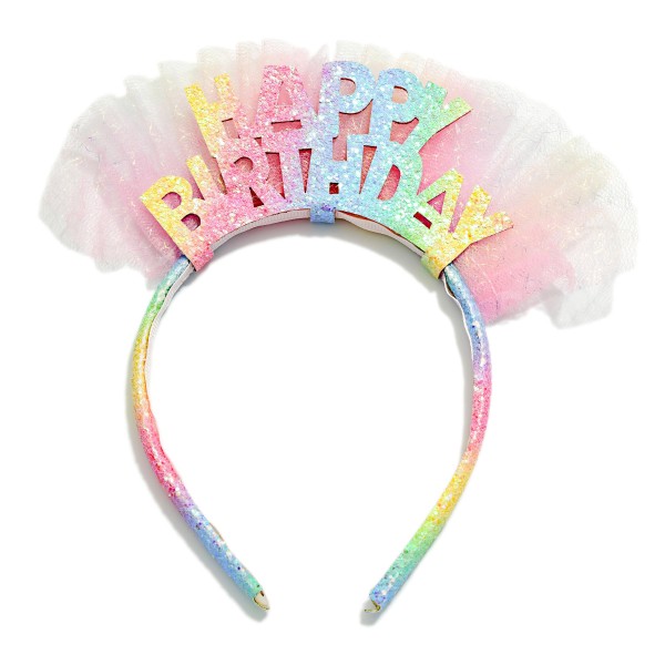 Rainbow Glitter "HAPPY BIRTHDAY" & Tulle Headband 

- One Size Fits Most 