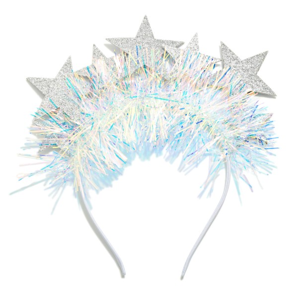 Shimmer Tinsel Headband With Glitter Stars 

- One Size Fits Most 