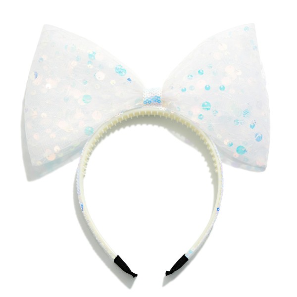 Sequin Headband With Large Tulle & Sequin Bow

- One Size Fits Most 