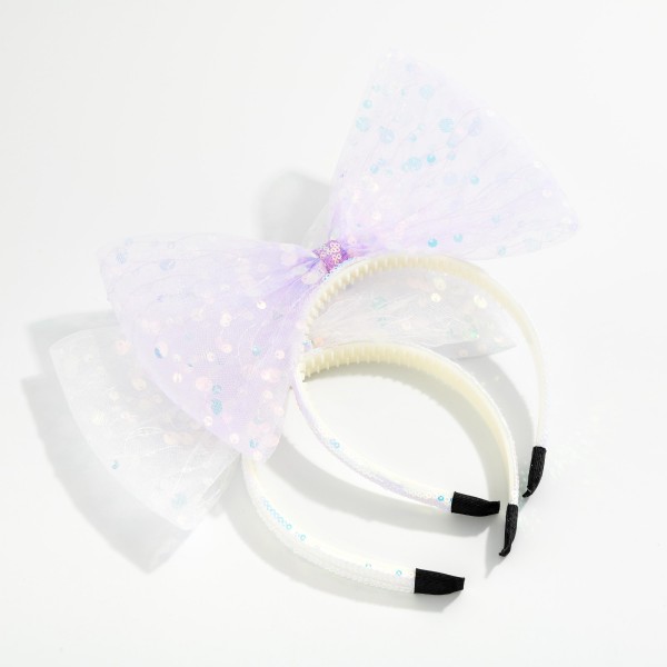 Sequin Headband With Large Tulle & Sequin Bow

- One Size Fits Most 