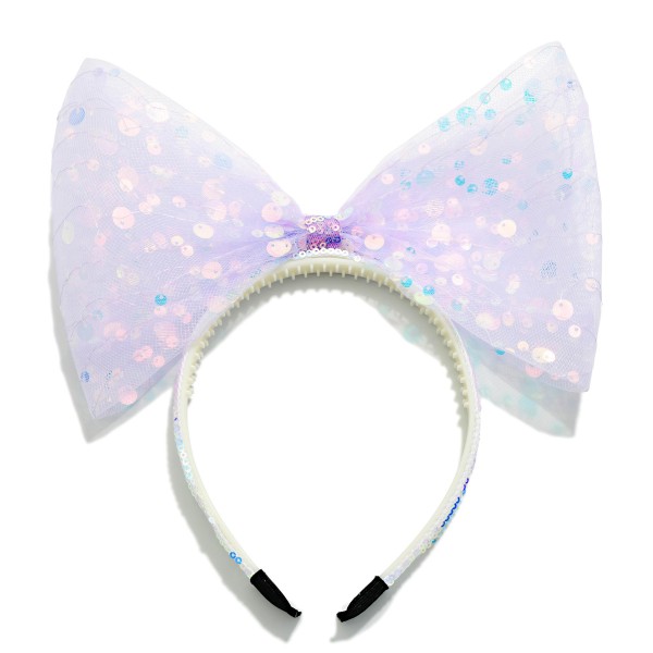 Sequin Headband With Large Tulle & Sequin Bow

- One Size Fits Most 