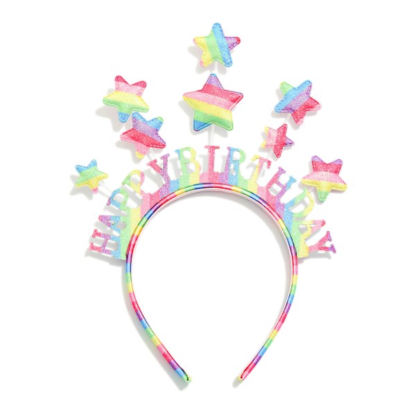 Rainbow Glitter "HAPPY BIRTHDAY" & Stars Headband 

- One Size Fits Most 
