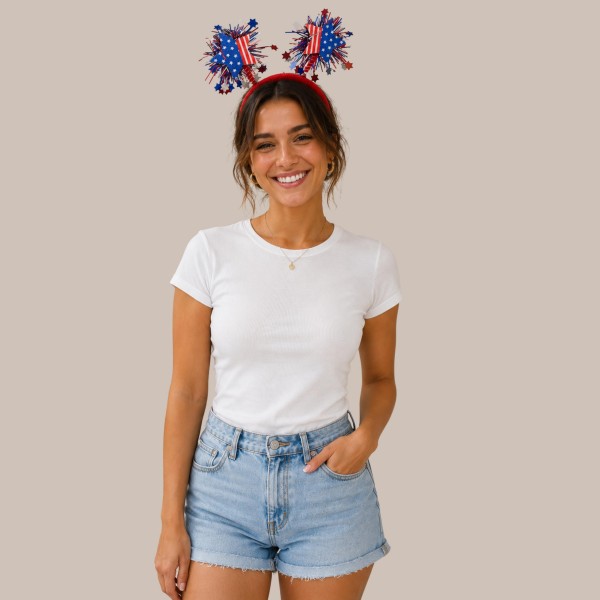 Felt Headband With Springs & Americana Poms 

- One Size Fits Most 