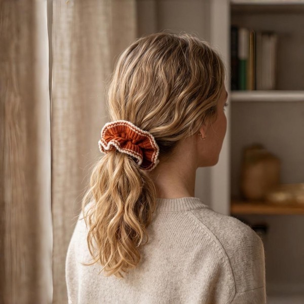 Soft Satin Hair Scrunchie with a silky-smooth finish that's gentle on strands and helps prevent creases and breakage. The elastic core holds ponytails, buns, and half-up styles securely all day while adding an elevated, polished touch. A proven impulse buy at checkout counters — boutique customers stock up on these easy grab-and-go hair accessories in multiples.