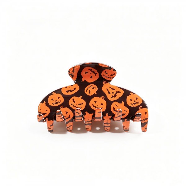 Jack-O-Lantern Print Claw Hair Clip

- Approximately 4" L