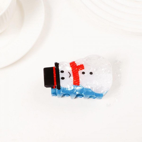 Holiday-shaped claw hair clip molded in glossy acrylic with hand-painted seasonal detail and a glitter-flecked finish. Strong-grip teeth hold a twist, a half-up, or a full clip-up on fine and thick hair alike, so it works for everyday wear and not just the party. A natural stocking stuffer, teacher gift, and secret-santa filler that buyers grab in multiples. Small footprint and low price point make it an easy counter or holiday-display add.