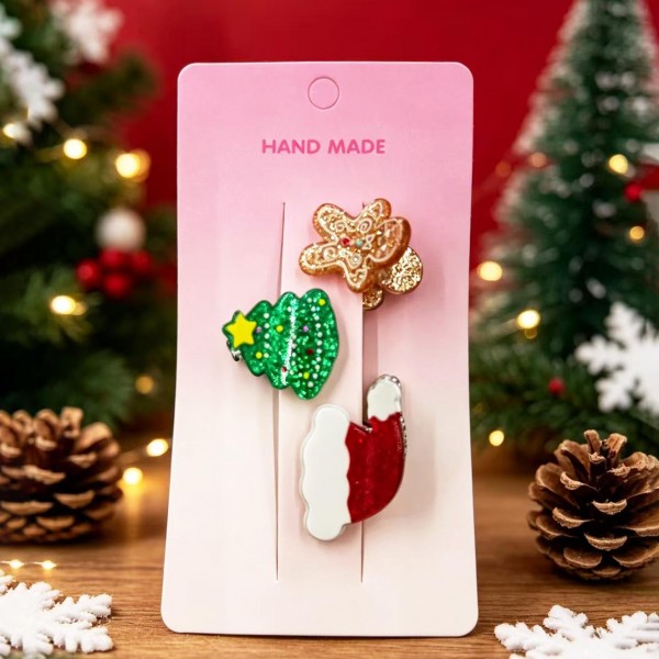 Set Of Three Mini Glitter Christmas Claw Hair Clips 

- Approximately .75" L