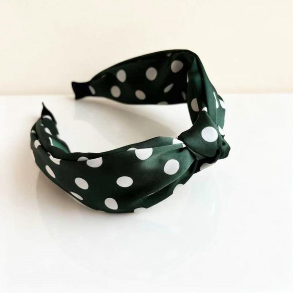 Silky Polka Dot Knotted Headband

- One Size Fits Most