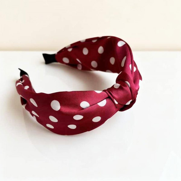 Silky Polka Dot Knotted Headband

- One Size Fits Most