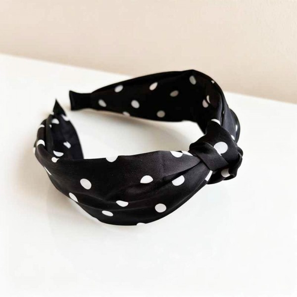 Silky Polka Dot Knotted Headband

- One Size Fits Most
