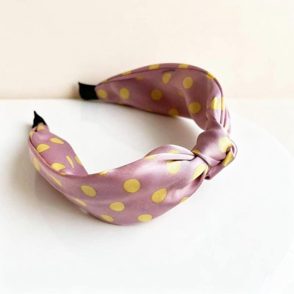 Silky Polka Dot Knotted Headband

- One Size Fits Most