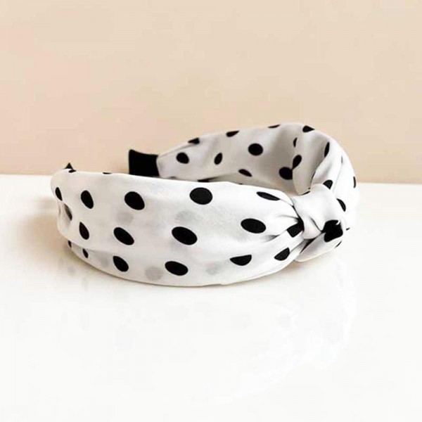Silky Polka Dot Knotted Headband

- One Size Fits Most