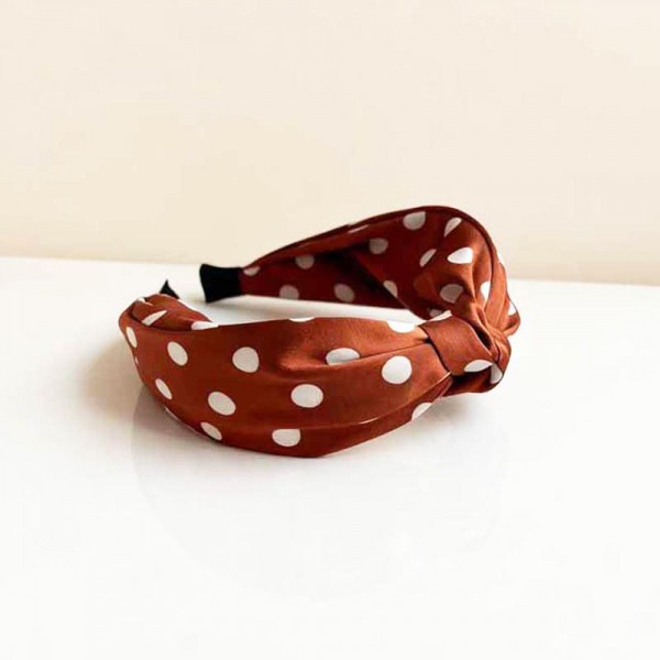 Silky Polka Dot Knotted Headband

- One Size Fits Most