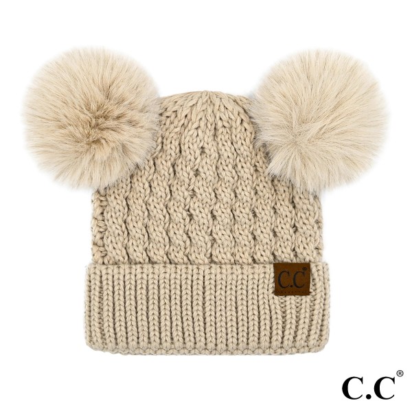 Wholesale c C HAT S Cable Knit Pattern Solid Color Double Pom Beanie One fits mo
