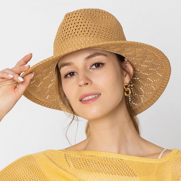 Wholesale do Everything Love Knit Panama Hat Wire Brim One Fits Most Polyester