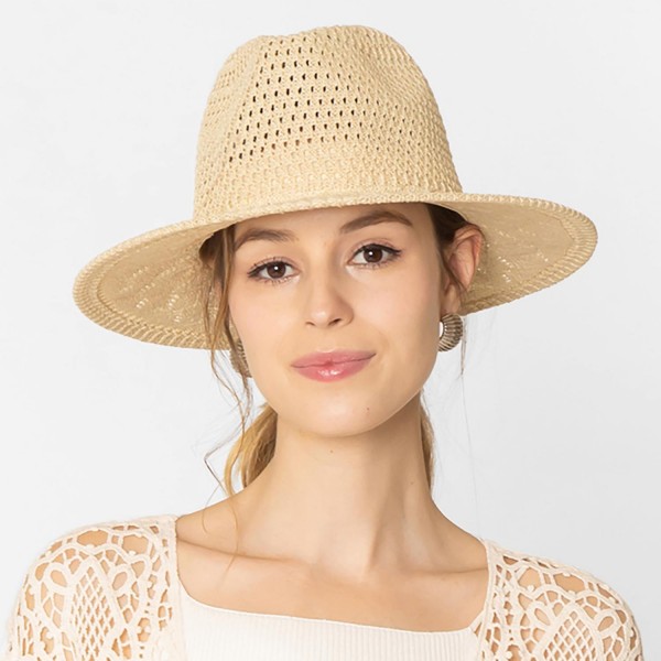 Wholesale do Everything Love Knit Panama Hat Wire Brim One Fits Most Polyester