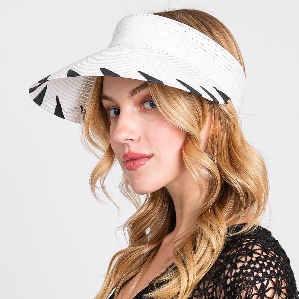 Wholesale straw Sun Visor Edge Detail One Fits Most Paper