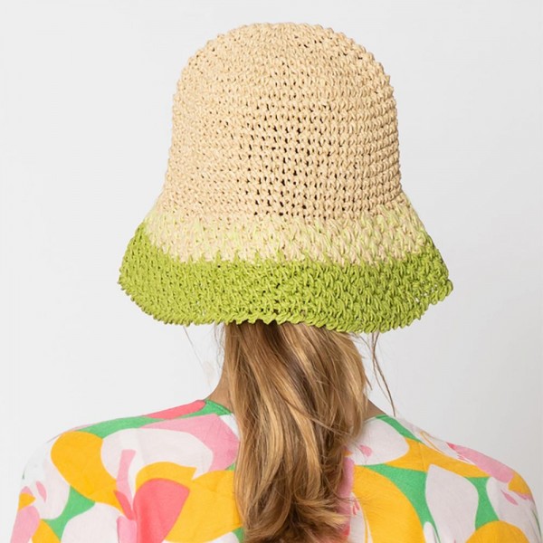 Do Everything In Love Two Tone Woven Straw Bucket Hat - One Size Fits Most - 100% Paper view 5