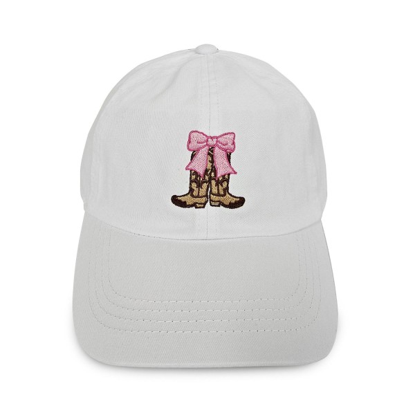 Embroidered Cowgirl Boot & Bow Baseball Cap

- One Size Fits Most
- Slide Buckle Adjustment
- 100% Cotton