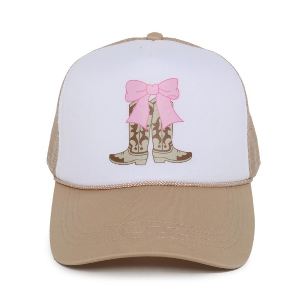 Wholesale cowgirl Boots Bow Trucker Baseball Cap One Fits Most Adjustable Snap B