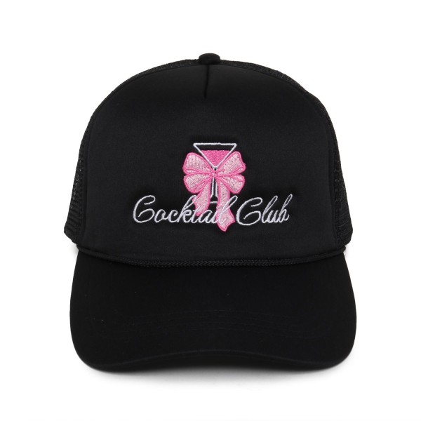 'Cocktail Club' Trucker Baseball Cap

- One Size Fits Most
- Adjustable Snap Back
- 100% Polyester